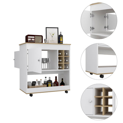 Lux 1-Shelf 6-Bottle Bar Cart - White