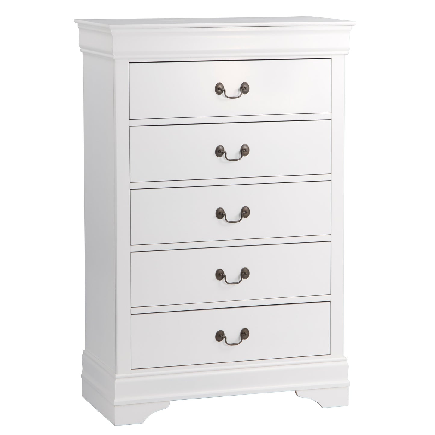 Elegant Heritage 5-Drawer Chest with Antique Drop Handles