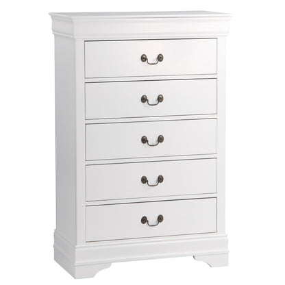 Elegant Heritage 5-Drawer Chest with Antique Drop Handles