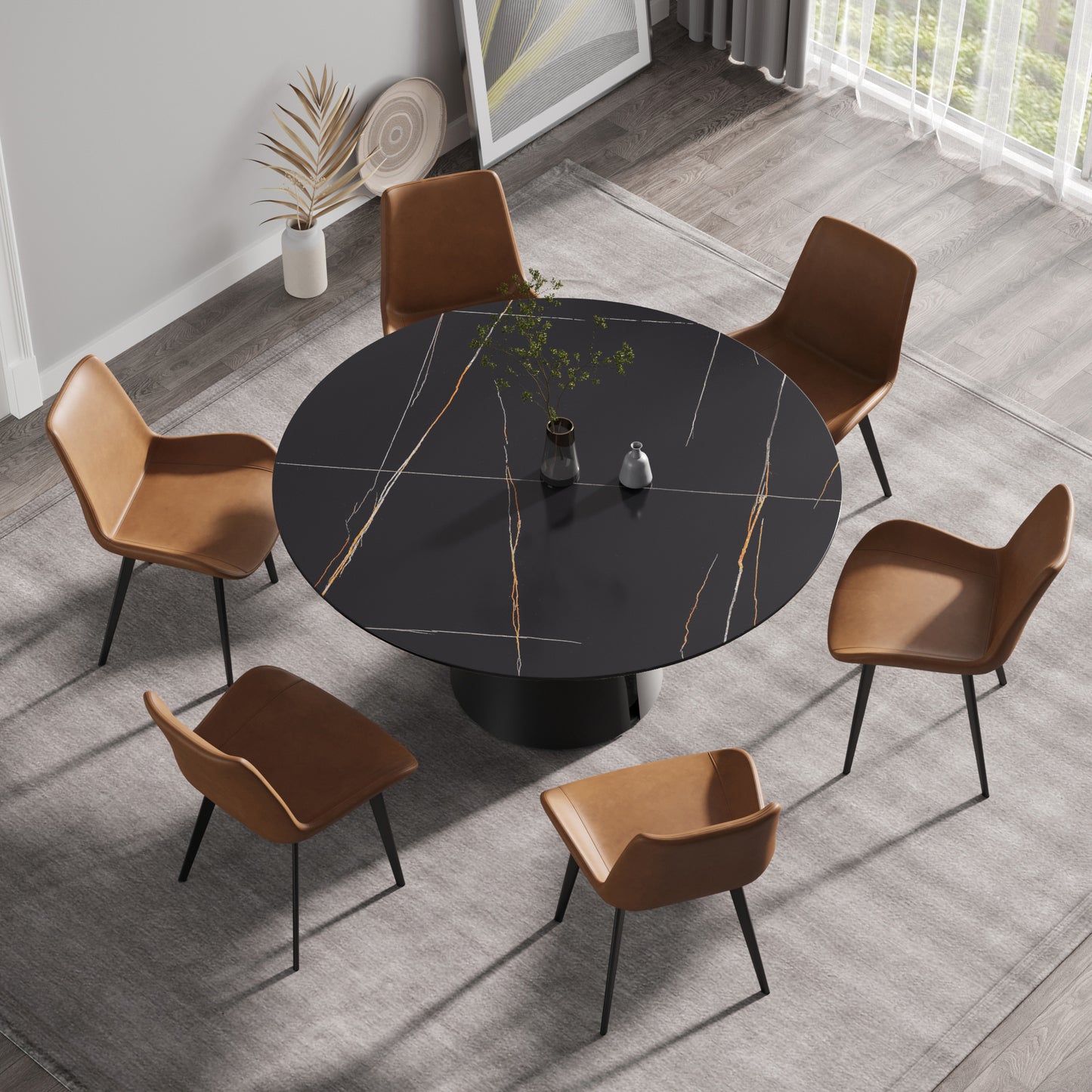 Elegant Ebony Round Dining Table