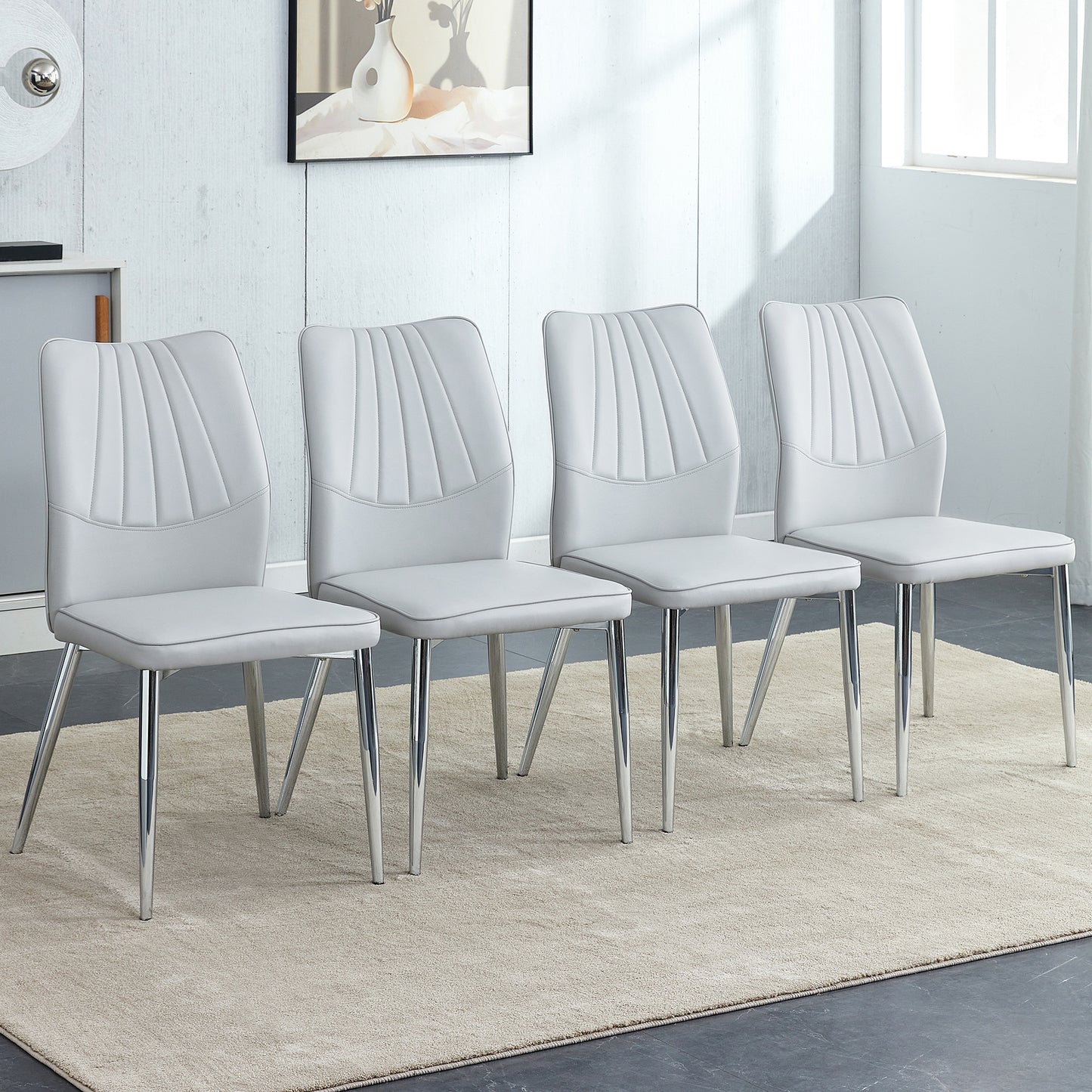 Baylor Dining Chairs with Metal Leg (Set of 4) - Light Gray