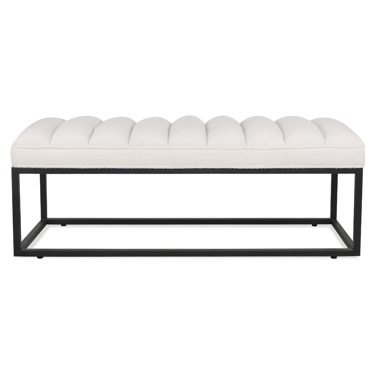 Metal Base Upholstered Bench - White