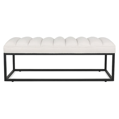 Metal Base Upholstered Bench - White