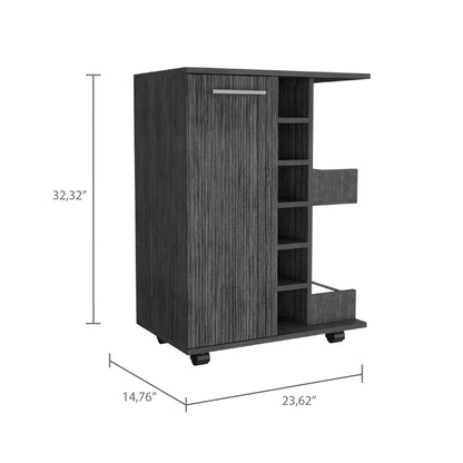 Bar Cart with Division Carbon - Smokey Oak