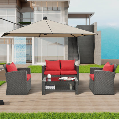 Moray 4 Pc Outdoor Patio Seating Set - Red