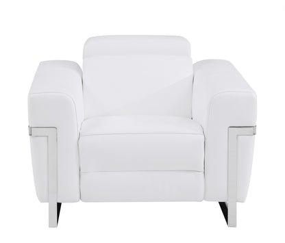 Regal Top Grain Italian Leather Chair with Power Recliner - White