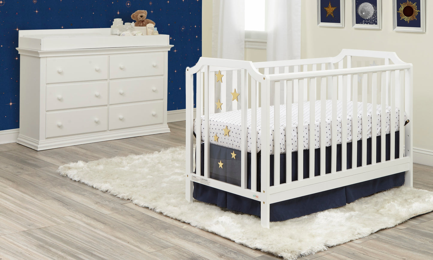 Nautical 3-in-1 Convertible Island Crib - White