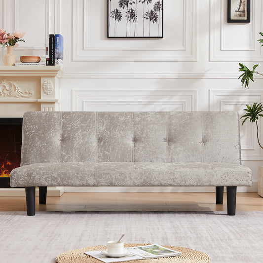 Iced Velour Convertible  Sofa Bed - Silver