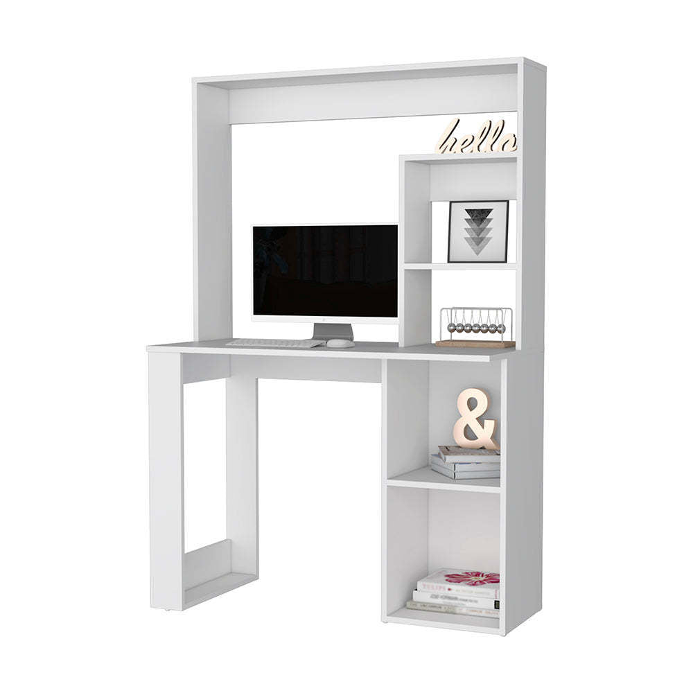 Palisades Computer Desk with Hutch and Storage Shelves - White