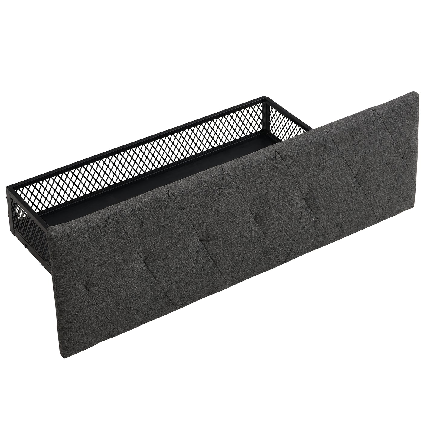 Apex Twin Size Storage Bed Metal Platform Bed with Drawer - Gray