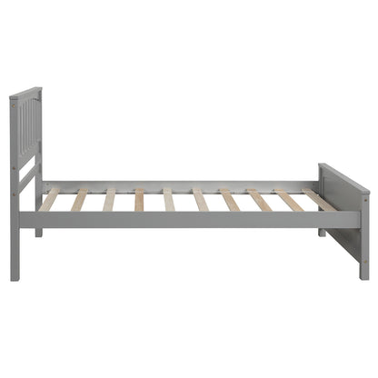 Gray Wood Twin Wood Platform Bed