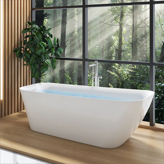 Amir 66" Acrylic Freestanding Soaking Bathtub  - White