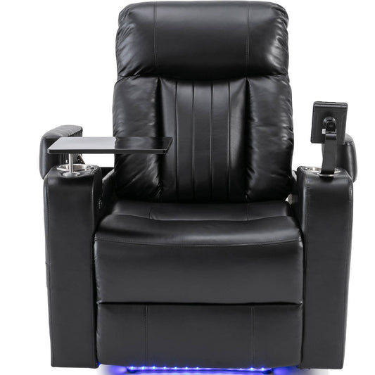 Anika Premium Power Recliner with Swivel Tray Table - Black