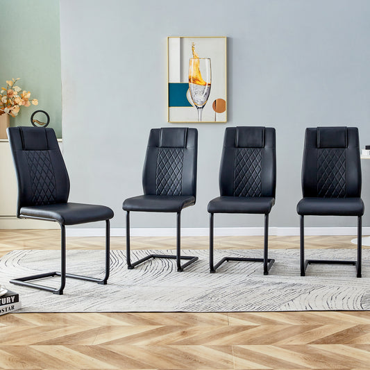 Skye Dining Chair Black Metal Leg (Set of 4) - Black