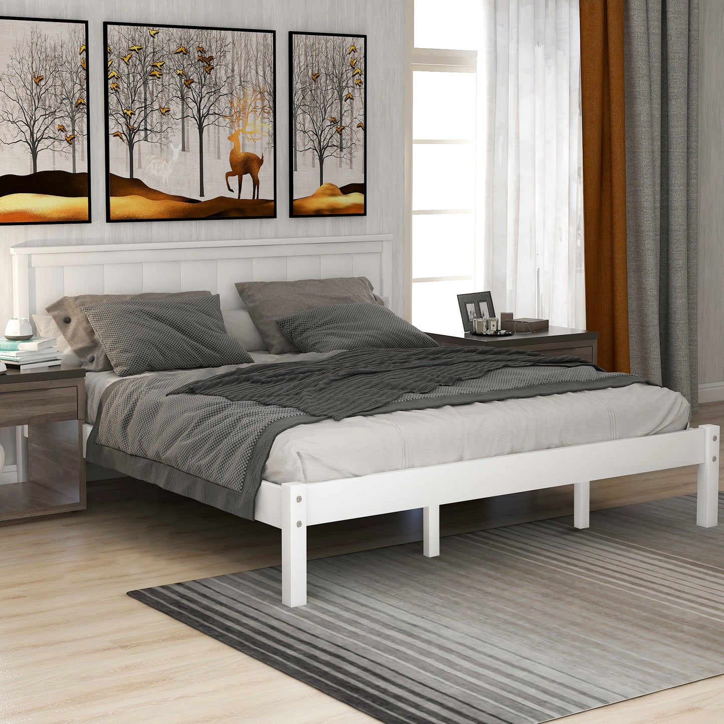 Rhoda Queen Size Platform Bed Frame - White