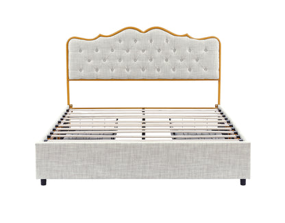 Bread Full Size Bed Frame with Drawers Storage - Light Gray