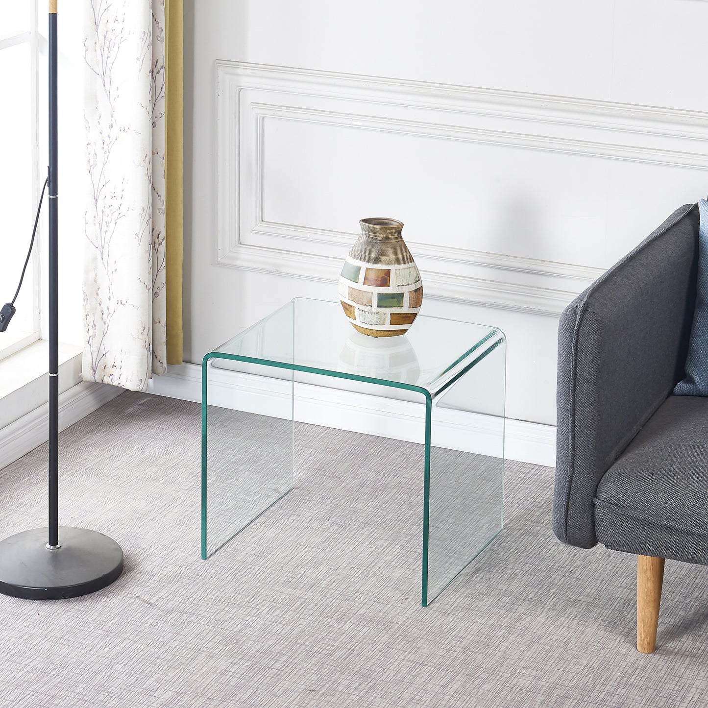 Tempered Clear Glass Side & End Table