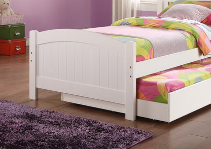 Bed With Trundle Slats For Kid - White