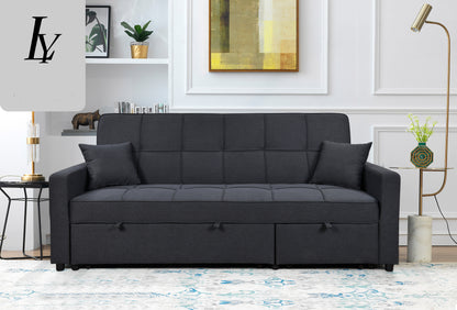 Tena Upholstered Sofa Bed W/Pull Out Bed  - Dark Gray