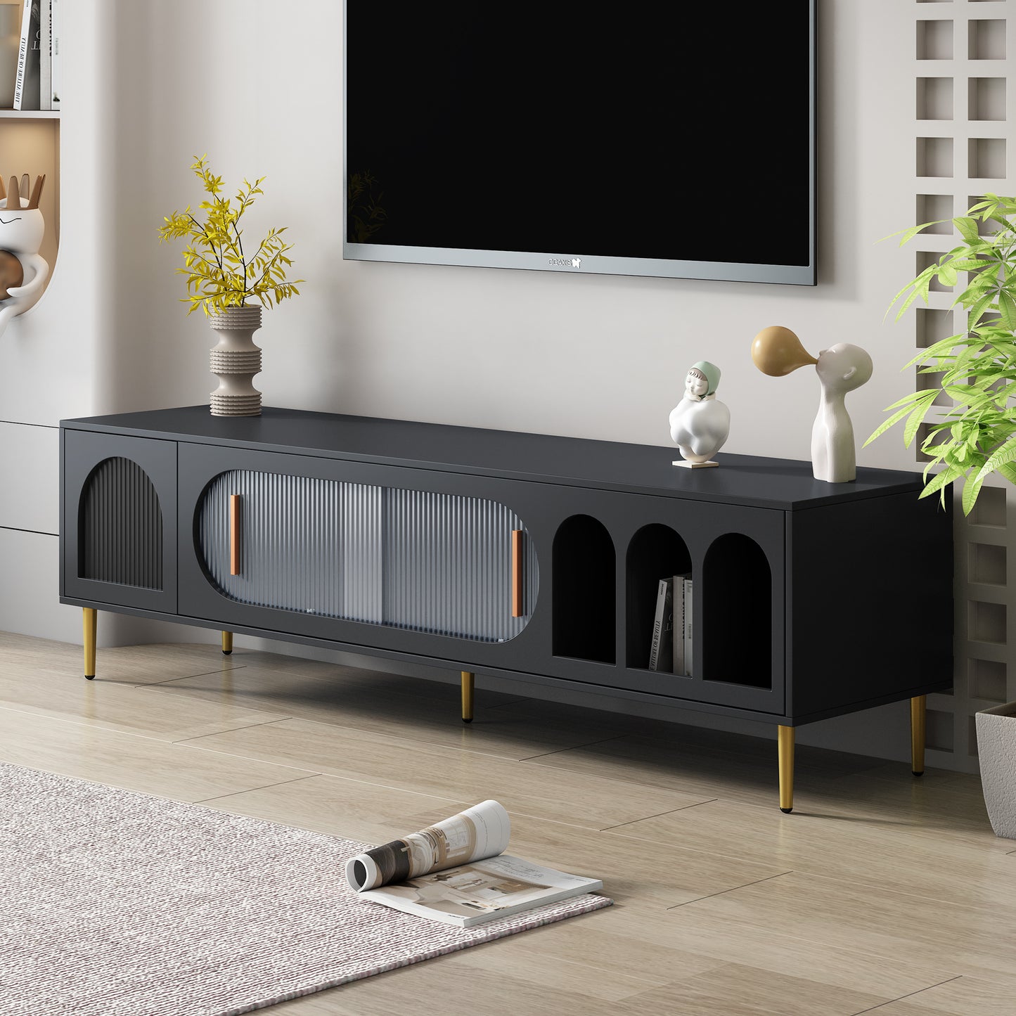 Jona TV Stand Entertainment Center - Black