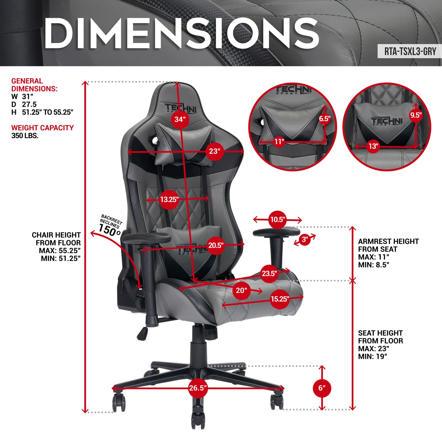 Max Gaming Throne - Gray