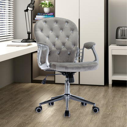 Glamourous Velvet Office Chair - Gray