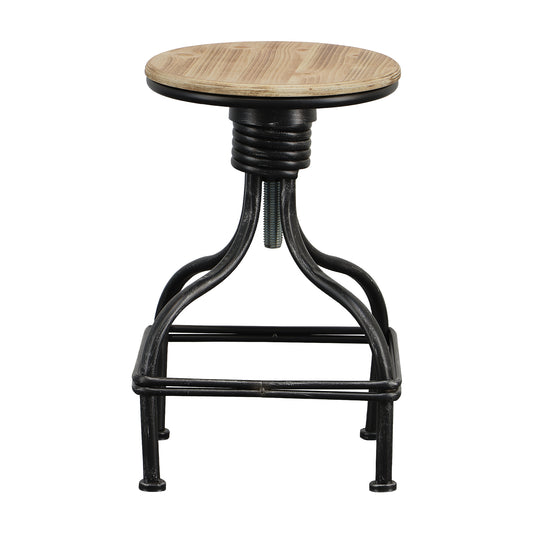 Twisted Vintage Metal Frame Swivel Counter Bar Stool with Round Seat - Black