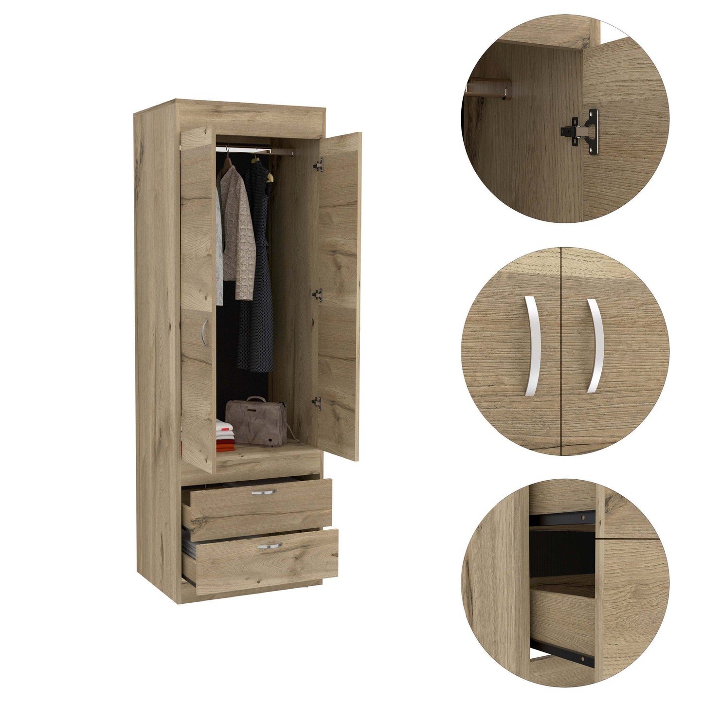 Grove 2-Drawer Armoire - Light Oak