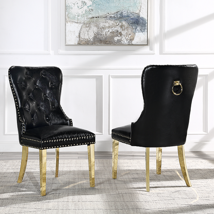 Mistie Velvet Dining Chairs w Golden Metal Leg (Set of 2) - Black