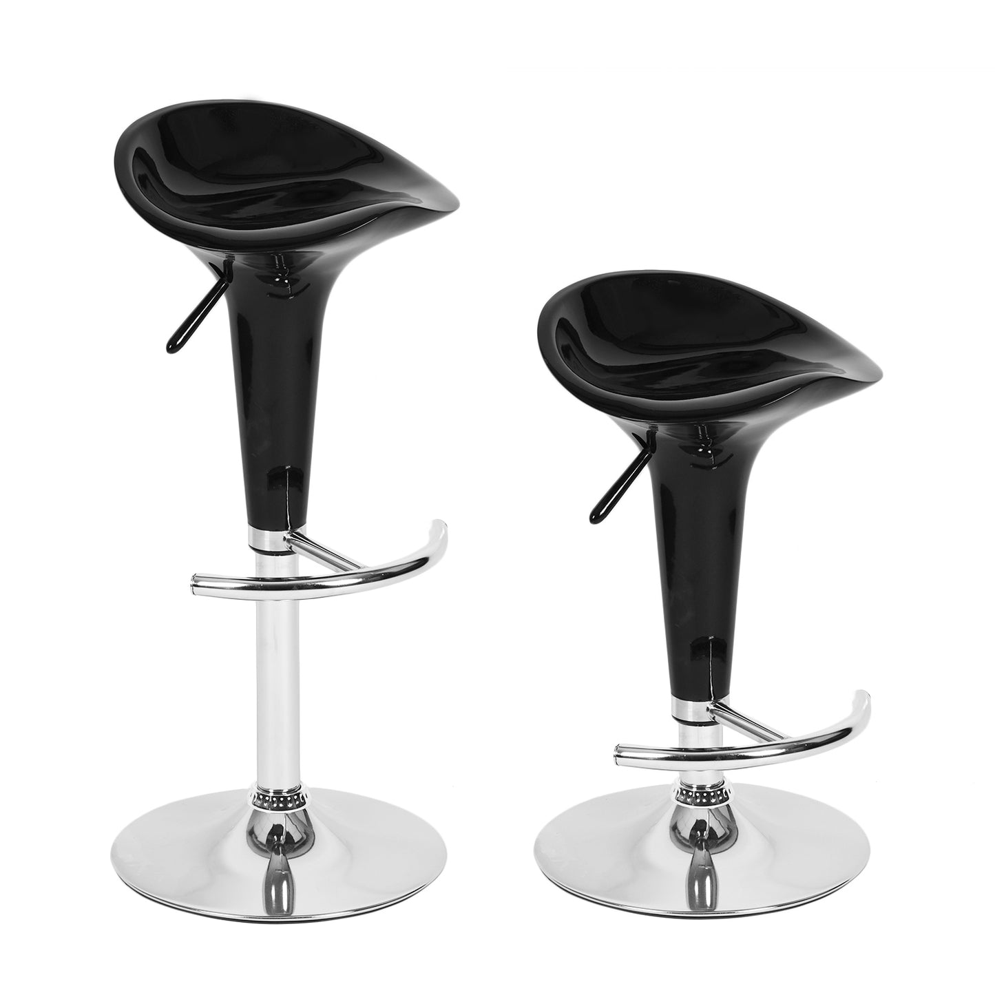 Space One Swivel Adjustable Height Bar Stools - Black Set of 2