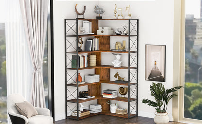 L-Shaped Corner Bookcase - Brown