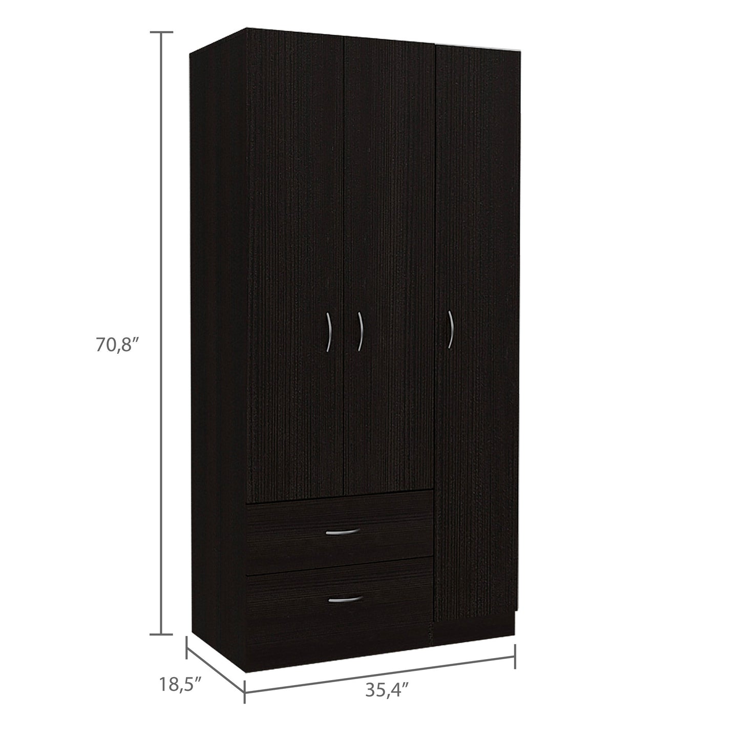 Watson 2-Drawer 3-Door Armoire - Black