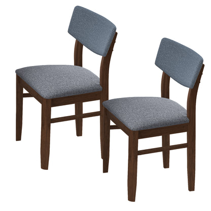 Burchard  Fabric Cushion Retro Dining Chairs (Set of 2) - Walnut