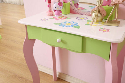 Kids Girls Flower Vanity Set with Stool