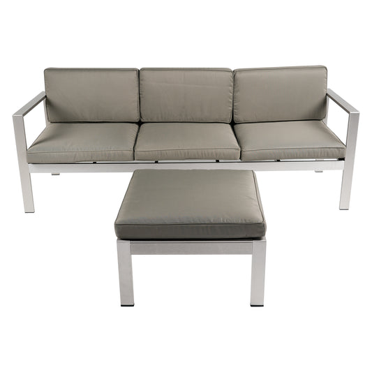 Cornar Patio Aluminum 3 Person Sofa Set - Khaki