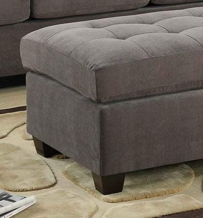 Waffle Suede Fabric Ottoman - Charcoal