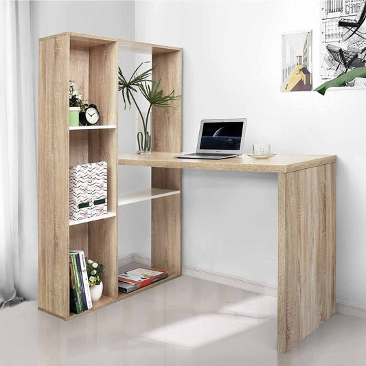 Computer desk L-shape ith shelves - OAK