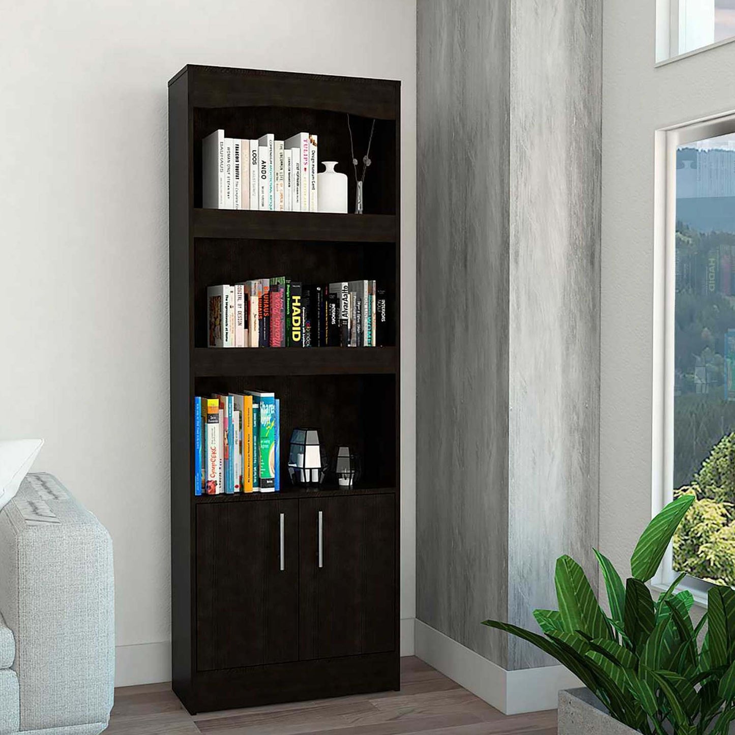 Coastal Noir 1-Drawer 3-Shelf Bookcase