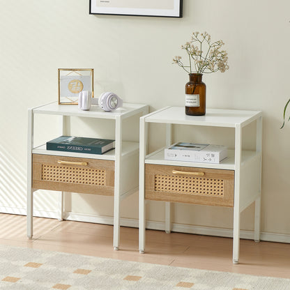 Mena Rattan Nightstand ( Set of 2) - White