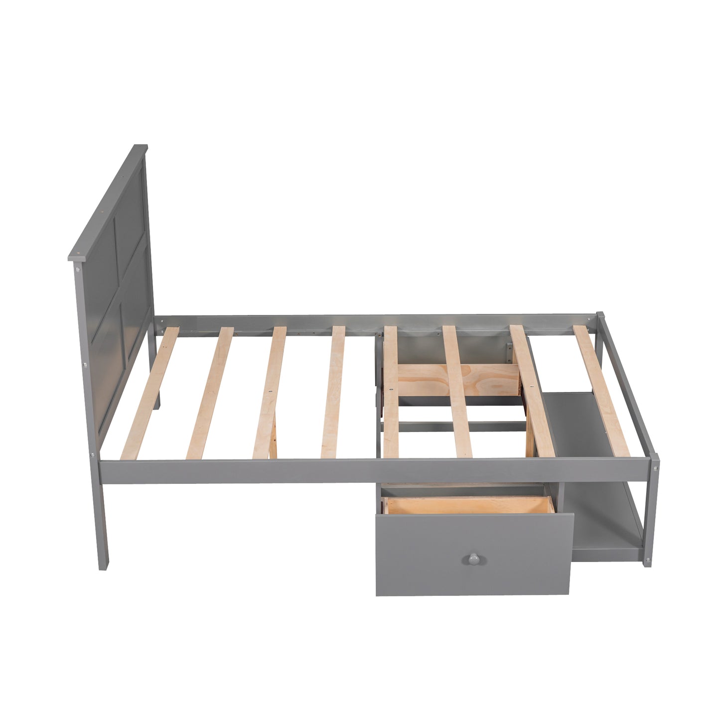 Wave Twin Size Platform Bed Frame - Gray