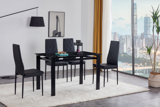 Emporium 5pc Dining Set Table 4x Side Chairs - Black