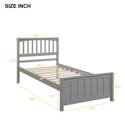 Gray Wood Twin Wood Platform Bed