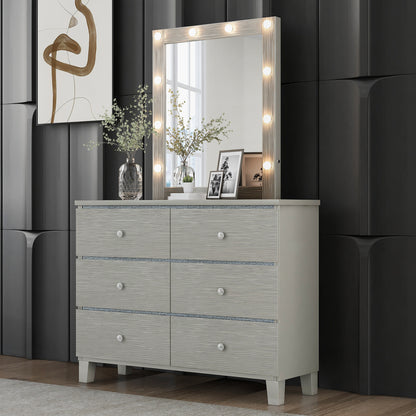 Elegant Silverwood Dresser with Crystal Accents