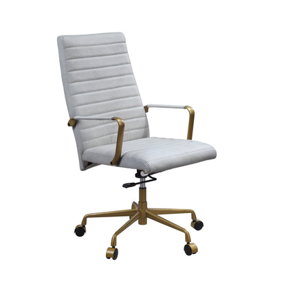 Vintage White Top Grain Leather Office Chair