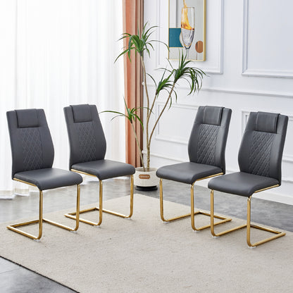 Skye Dining Chair Golden Metal Leg (Set of 4) - Gray