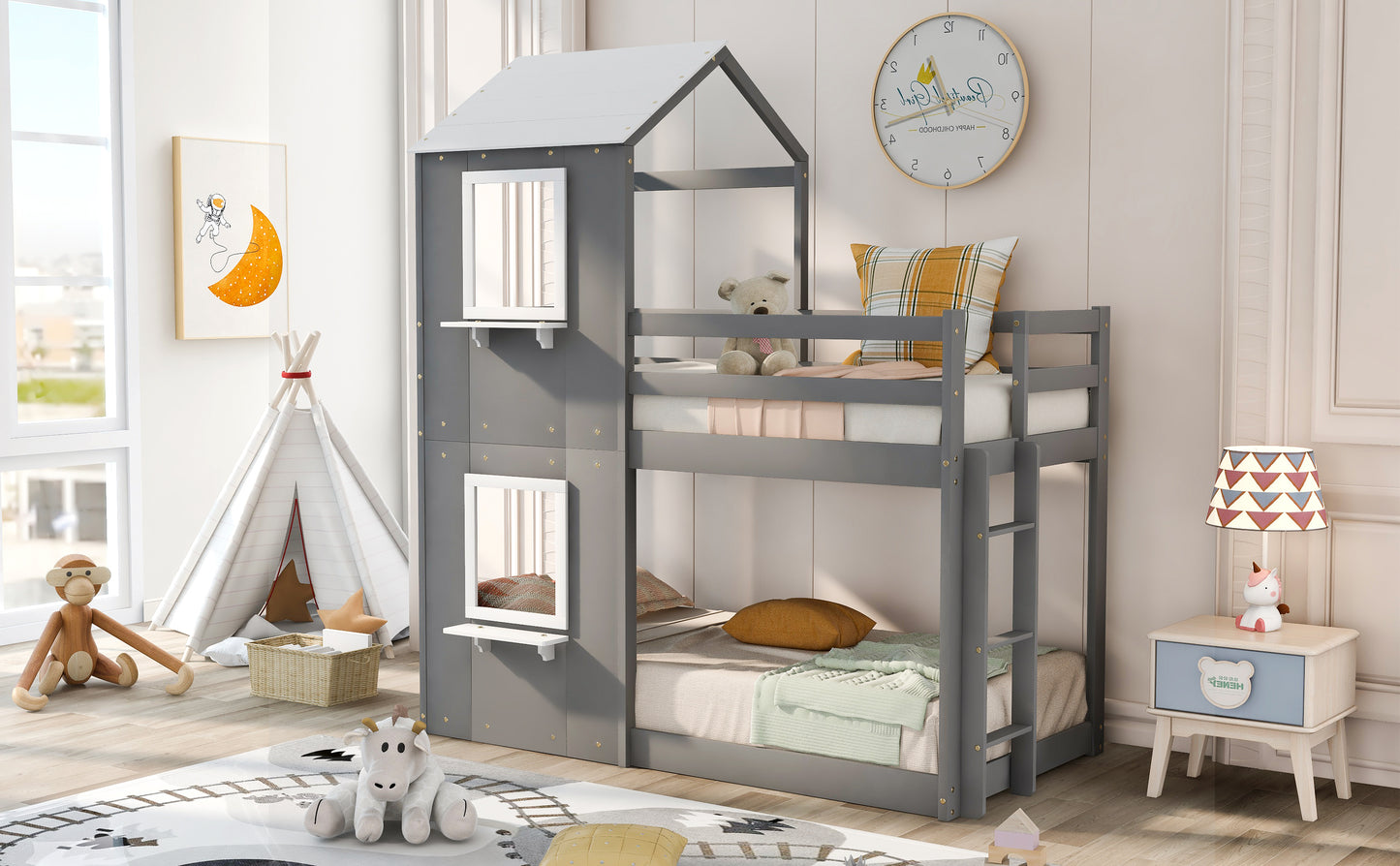 Cloud Nine Cabin Twin Bunk Bed - White