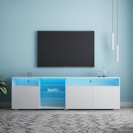 Ivan TV Stand LED High Gloss Doors - White