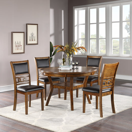 Watson 5pc Dining Set Round Table w 4x Side Chairs - Walnut