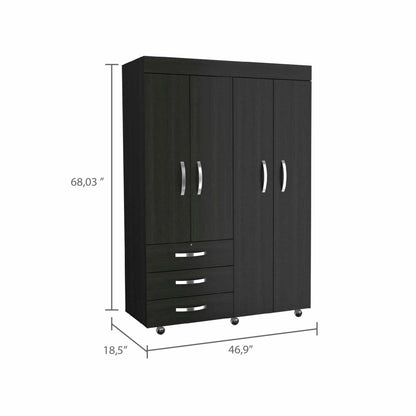 Vista Noir 3-Drawer Wardrobe