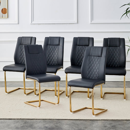 Skye Dining Chair Golden Metal Leg (Set of 6) - Black